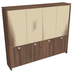 Dulap înalt Verno 248 x 46 x 210 cm, uși combinate, nuc / vanilie