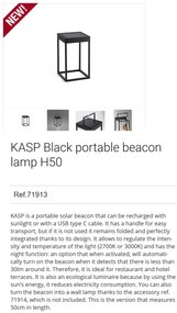 Felinar / Lampa LED solara portabila iluminat exterior decorativ IP65 KASP H-50cm
