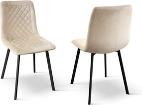 SET 4 Scaune Slim, structura metalica, catifea - STANDARD - NEGRU - BEJ - CATIFEA