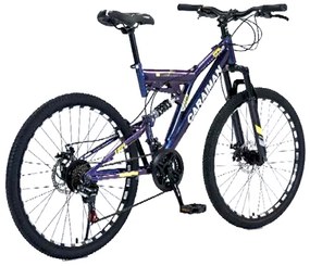 Bicicleta Caraiman, roti 24 sau 26 inch, cu dubla suspensie, frane pe disc, bleumarin, BC45