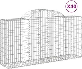 vidaXL Coșuri gabion arcuite 40 buc, 200x50x100/120cm, fier galvanizat