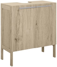 HOMCOM Corp baie sub lavoar - corp sub-chiuvetă - dulap 2 uși cu etajeră - dim. 60L x 30l x 70H cm - MDF imitație lemn gri | Aosom Romania