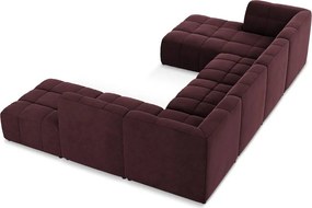 Colțar burgundy cu tapițerie din catifea (în formă de "U") Aloha – Makamii