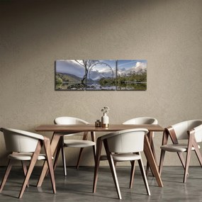 Tablou cu râu și copac (cu ceas) (90x30 cm)