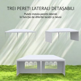 Outsunny Cort Pliabil pentru Grădină, Petreceri și Evenimente, cu Panouri Detașabile, Structură Oțel și PE, 5.85x2.95m, Alb | Aosom Romania