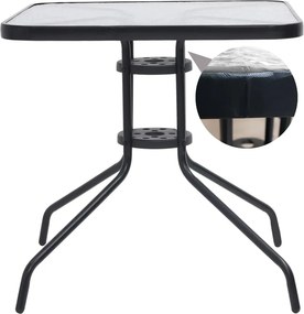 OFERTA Masa patrata de gradina cu blat de sticla ISLAND 60x60 cm, negru, calitate a II-a