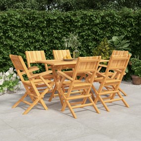 3155010 vidaXL Set mobilier de grădină, 7 piese, lemn masiv de tec