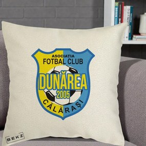 Perna Personalizata AFC Dunarea Calarasi 2005 Fotbal, 40x40 cm, Ecru, Husa Detasabila, Perna Inclusa, BEKZ®