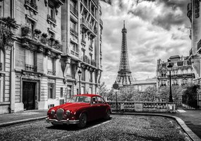 Fototapet - Mașina roșie la Paris (254x184 cm), în 8 de alte dimensiuni noi