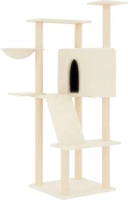 vidaXL Ansamblu de pisici cu stâlpi din funie de sisal, crem, 143 cm