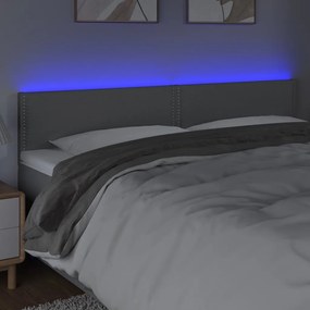 Tablie de pat cu LED, gri deschis, 200x5x78 88 cm, textil 1, Gri deschis, 200 x 5 x 78 88 cm