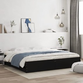 3207253 vidaXL Cadru de pat cu sertare, negru, 180x200 cm, lemn prelucrat