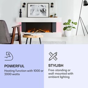 Klarstein Studio Light & Fire 1 Smart, Șemineu, 1000 / 2000 W, MDF, WiFi Control