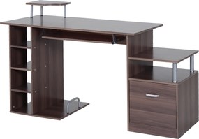 HOMCOM Birou din Lemn cu Design Simplu și Elegant pentru Calculator, Dimensiuni 152x60x80cm, Culoare Maro | Aosom Romania