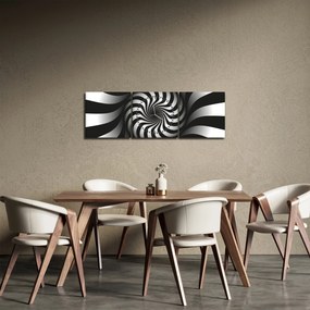 Tablou abstract cu spirala alb neagră (cu ceas) (90x30 cm)
