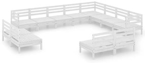 3083165 vidaXL Set mobilier de grădină, 12 piese, alb, lemn masiv de pin