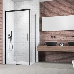 Usa de nisa culisanta Radaway Idea KDJ 130 cm sticla 6 mm negru-transparent deschidere stanga