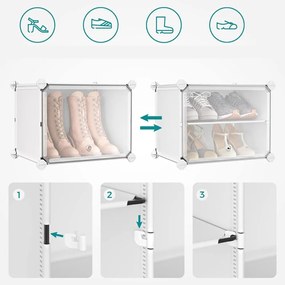 Organizator pentru pantofi KIMBERLY, 10 compartimente, alb/transparent SongmicsHome