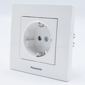 Priza simpla cu impamantare si protectie copil Karre Plus Pansonic, ST, alba