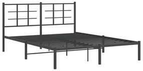 355563 vidaXL Cadru de pat metalic cu tăblie, negru, 150x200 cm
