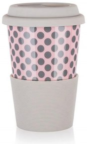 Banquet Cană ceramică cu capac de silicon GO 400 ml, roz