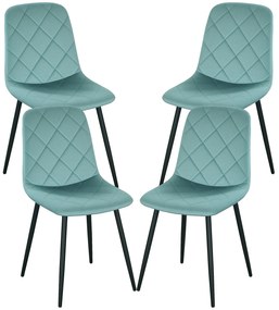 HOMCOM Lot de 4 scaune de sufragerie căptușite cu spătar înalt, picioare din oțel și material textil cu aspect de catifea, verde | Aosom Romania