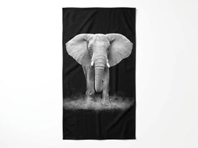 Prosoapa XXL de plaja cu uscare rapida ELEPHOS negru-gri 150 x 210 cm, 100% microfibra