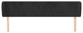 Tablie de pat cu aripioare negru 183x23x78 88 cm catifea 1, Negru, 183 x 23 x 78 88 cm