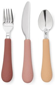 Tacâmuri pentru copii, roșu/somon din silicon 3 buc. Rose Mix – Cam Cam Copenhagen