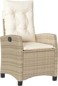 vidaXL Scaun de grădină rabatabil cu perne, bej, poliratan