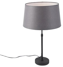 Lampă de masă neagră cu abajur din in gri 35 cm reglabil - Parte