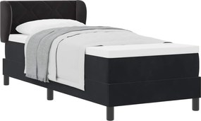 vidaXL Pat cu arcuri cu saltea cu headboard Negru 80 x 200 cm Catifea