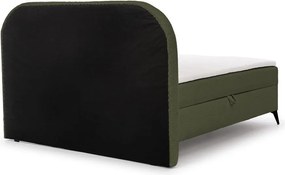 Pat boxspring verde cu spațiu de depozitare 200x200 cm Ornes – Ropez