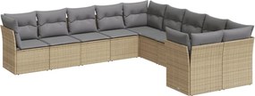 vidaXL Set canapele de grădină cu perne, 10 piese, bej, poliratan