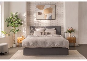 Pat matrimonial gri tapițat cu spațiu de depozitare cu somieră 180x200 cm Thessa Bold – Bonami Selection