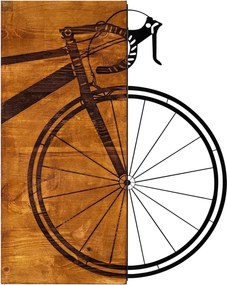 Decoratiune perete BISIKLET, stejar/negru, lemn/metal, 45x58 cm