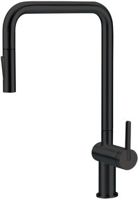 Baterie pentru chiuveta bucatarie, negru, cap mixer, 2 tipuri de jet, dus extractabil, Deante Momi Negru