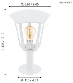 Eglo 98117 - Lampă exterior MONREALE 1xE27/60W/230V IP44 înălțime 335 alb