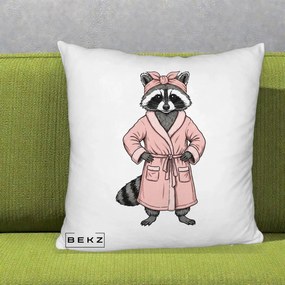 Perna Decorativa Albinuta Kawaii Vesela, 40x40 cm, Alb Pufos, Husa Detasabila, Perna Inclusa, BEKZ®