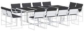 3295110 vidaXL Set mobilier de grădină, 13 piese, cu perne, alb, textilenă