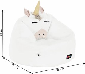 Fotoliu tip sac unicorn, alb, INOROG