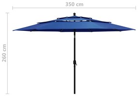 Umbrela de soare 3 niveluri, stalp de aluminiu, azuriu, 3,5 m azure blue, 3.5 m
