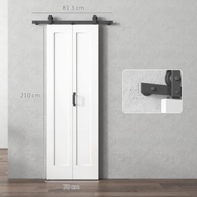 HOMCOM Ușă Glisantă Pliabilă 70x210 cm, Ușă Pliabilă Tip Portofel cu Mâner și Suprafață Vopsibilă, Alb | Aosom Romania