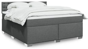vidaXL Pat box spring cu saltea, gri închis, 180x200 cm, textil
