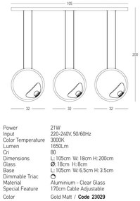 Lustra moderna cu 3 pendule LED LINE