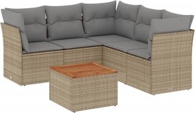 vidaXL Set canapele de grădină cu perne, 6 piese, bej, poliratan