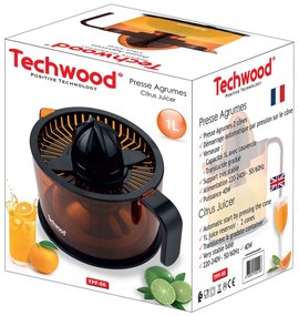 Storcator manual pentru citrice Techwood TPF-56, 40W, 1 L, Apasare, 2 conuri,  Negru/Portocaliu