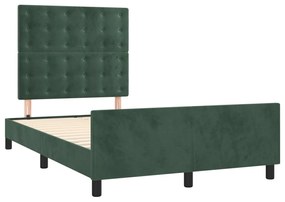 3270605 vidaXL Cadru de pat cu tăblie, verde închis, 120x190 cm, catifea