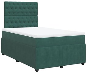 3292295 vidaXL Pat box spring cu saltea, verde închis, 120x190 cm, catifea