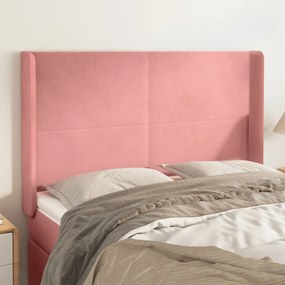 3119353 vidaXL Tăblie de pat cu aripioare, roz, 147x16x118/128 cm, catifea